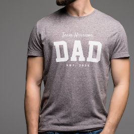 Pappas lag sportig enkel personlig vit text t shirt