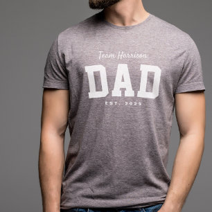 Pappas lag sportig enkel personlig vit text t shirt