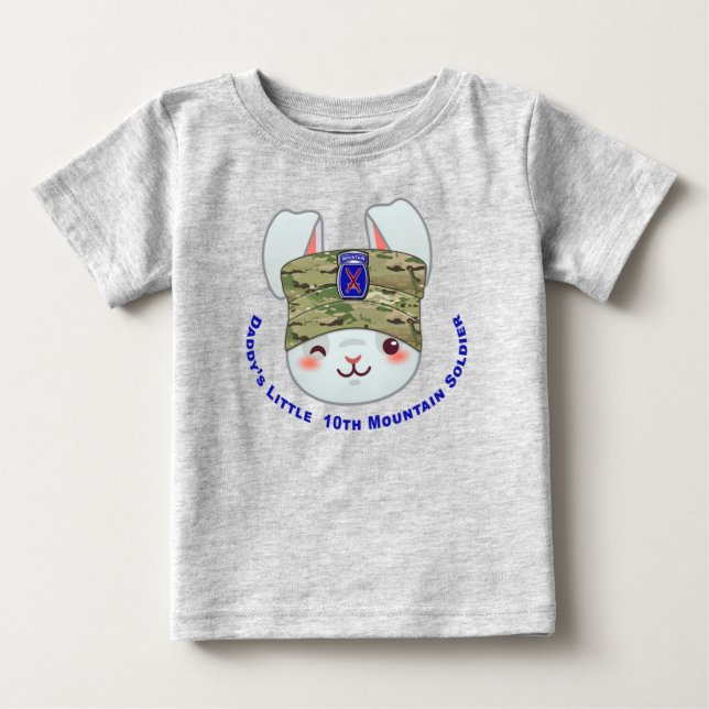“Pappas lilla 10:e Mountain Division-soldat” T Shirt (Framsida)