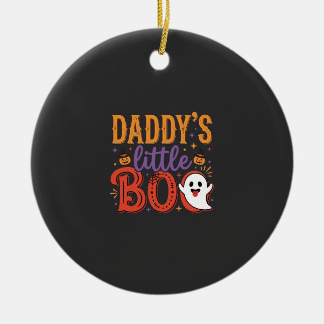 Pappas lilla Boo Halloween-spökdesign Julgransprydnad Keramik (Framsidan)