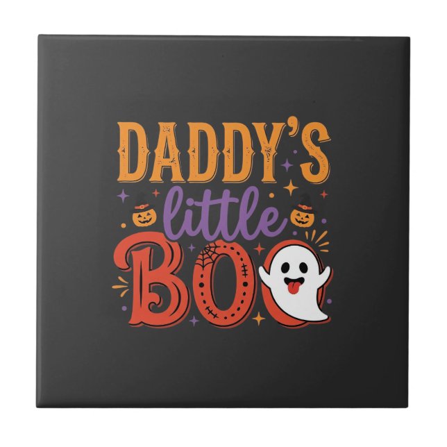 Pappas lilla Boo Halloween-spökdesign Kakelplatta (Framsidan)
