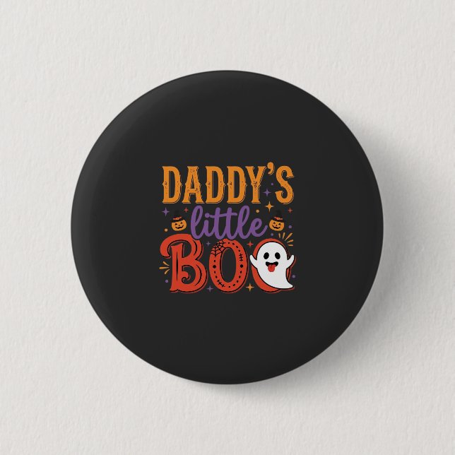 Pappas lilla Boo Halloween-spökdesign Knapp (Framsida)
