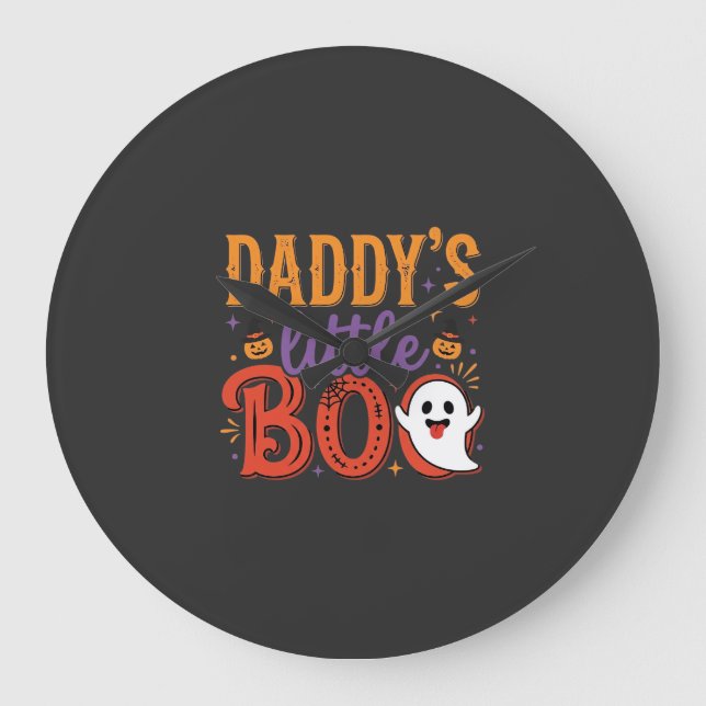Pappas lilla Boo Halloween-spökdesign Stor Klocka (Framsida)