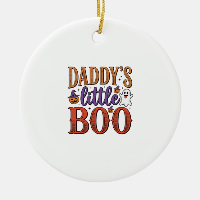 Pappas lilla Boo Vintage Halloween Julgransprydnad Keramik (Framsidan)