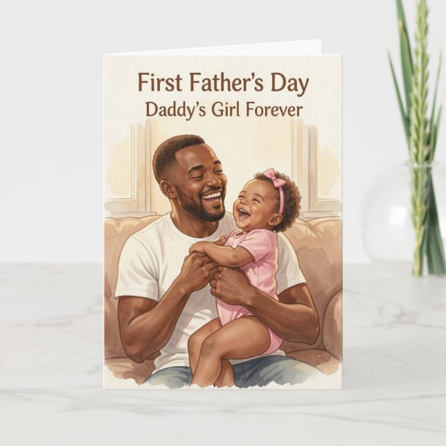 Pappas lilla flicka Fars dag-kort Helgkort (Framsida)