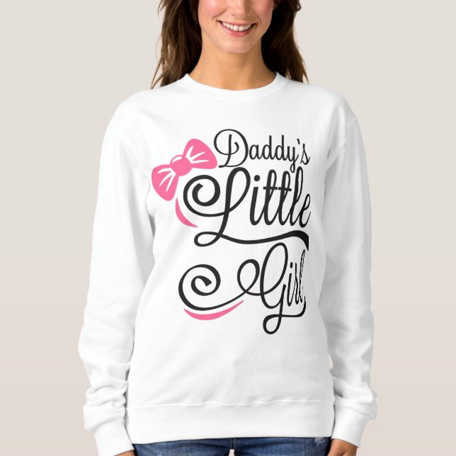 Pappas lilla flicka Rosa Båge Skrift T Shirt (Framsida)