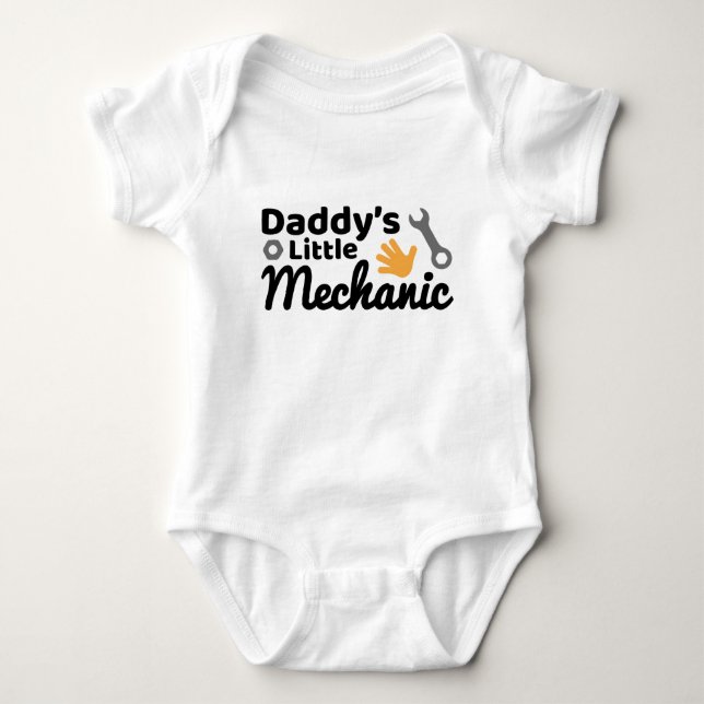 Pappas lilla mekaniker babystrampool t shirt (Framsida)