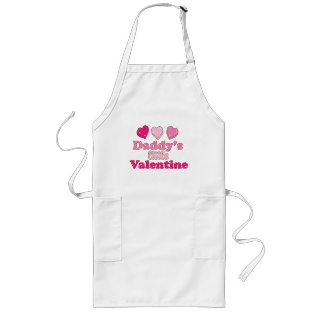 Pappas lilla Valentinesdesign med hjärtan Långt Förkläde (Framsidan)