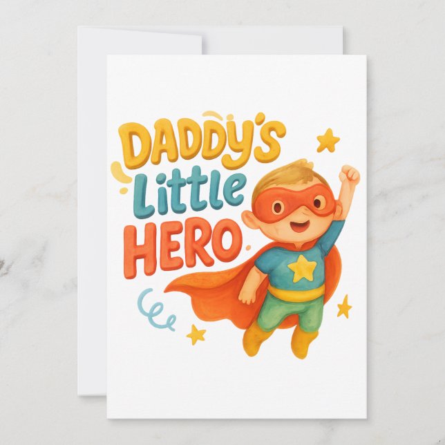 Pappa's Little Hero - Toppen Kid Tecknad Design Spara Datumet (Framsida)