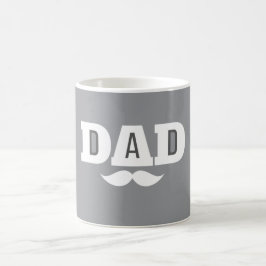 Pappas Mustasch Mugg Grå och Vit