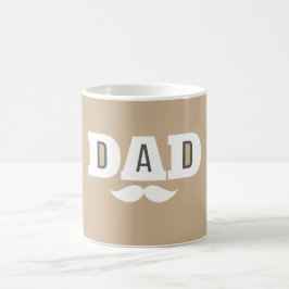 Pappas Mustasch Mugg Ljusbrun och Vit