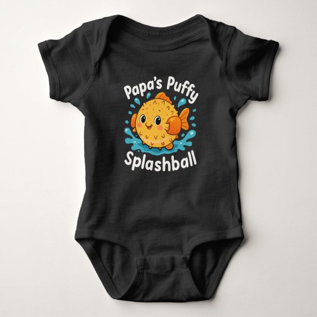 Pappa's Puffy Splashball Funny Vatten Fish T Shirt (Framsida)