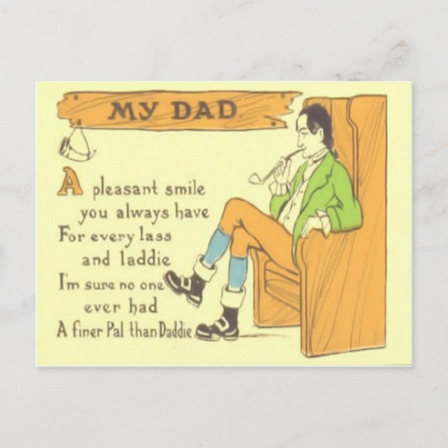 Pappas stol pipa vintage fars dag vykort (Framsida)