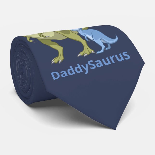 PappaSaurus Grönt T-Rex och Blue Pojke Dinosaurs Slips (Rullad)