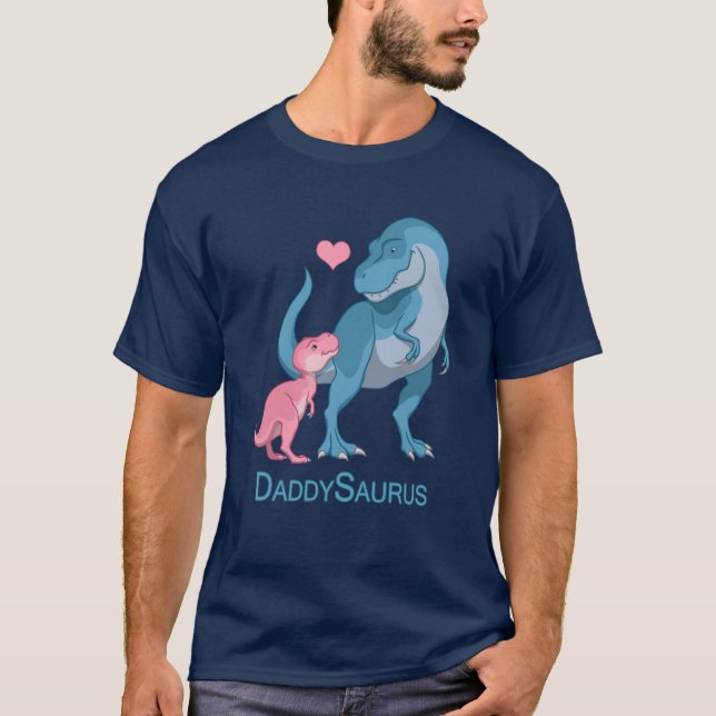 PappaSaurus T-Rex och Flicka Dinosaurs Tee Shirt (Framsida)