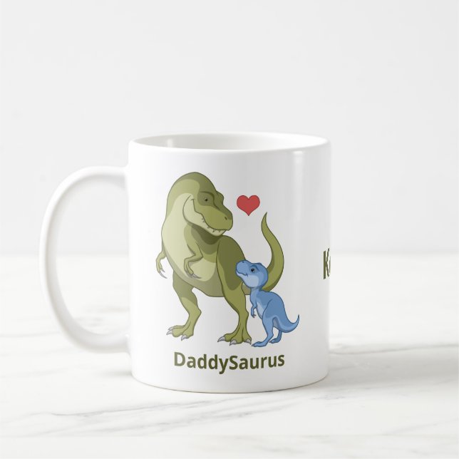 PappaSaurus T-Rex och Pojke Dinosaurs Kaffemugg (Vänster)