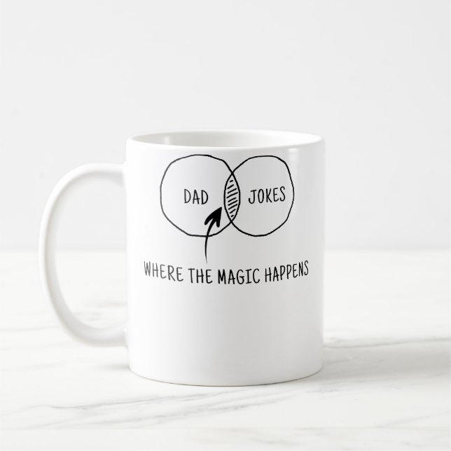 Pappaskämt Där Magin Händer Kaffemugg (Vänster)