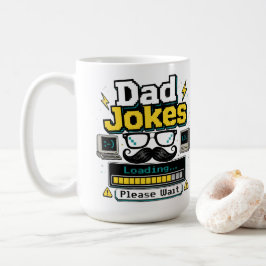 Pappaskämt laddar kaffemugg
