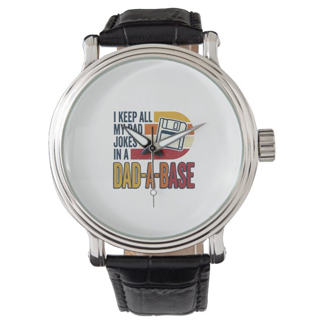 Pappaskämt Pappa-Base Retro Rolig Pappa Vektor Des Armbandsur (Framsida)