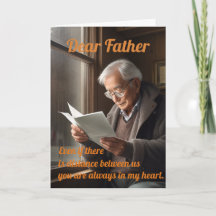 Pappaskort med gammal far som läser ett brev