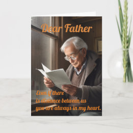 Pappaskort med gammal far som läser ett brev helgkort