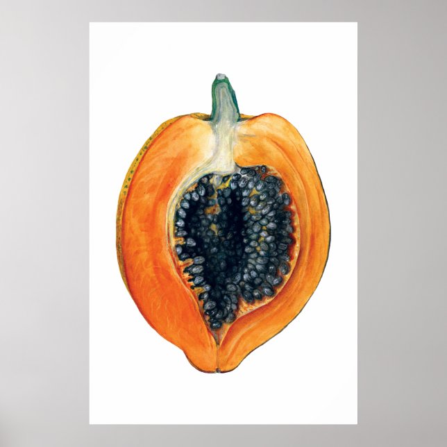 PAPPAYA-orangen för botaniska frukter Poster (Framsidan)