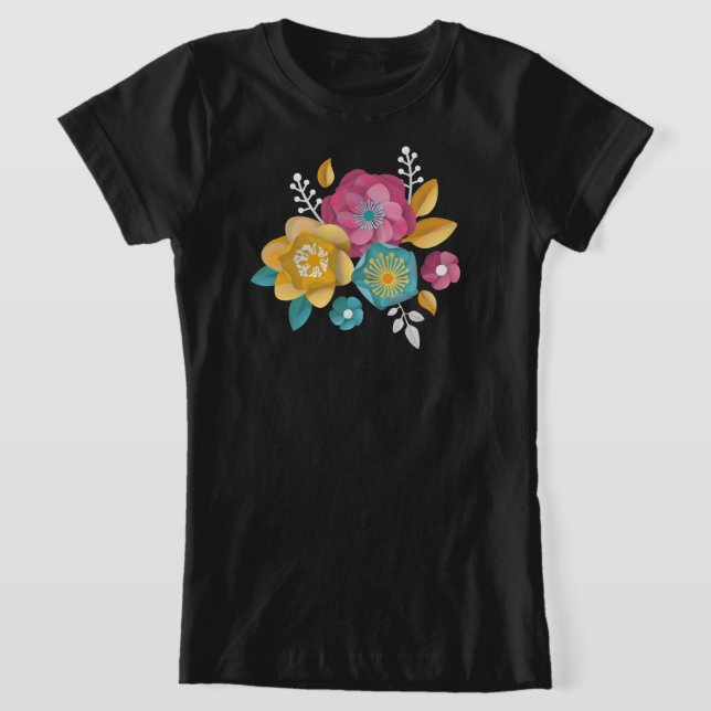 papper 3D-blomma blomma i cirkulationen Bouquet T Shirt (Laydown)