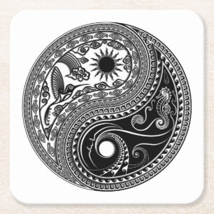 papper 3D Yin & Yang Square Underlägg Kvadrat