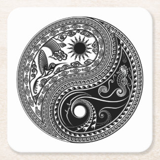 papper 3D Yin & Yang Square Underlägg Kvadrat