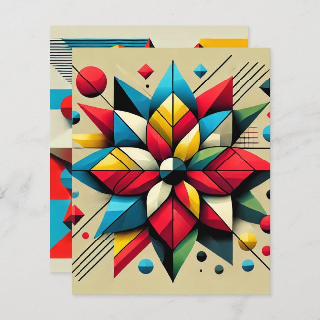 Papper abstrakt för popup-konst. Poinsettia-skrapb (Fram/baksida)