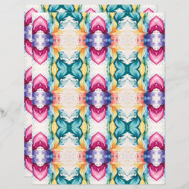 Papper Abstrakt för vattenfärg 22 i skrapbok (Fram/baksida)