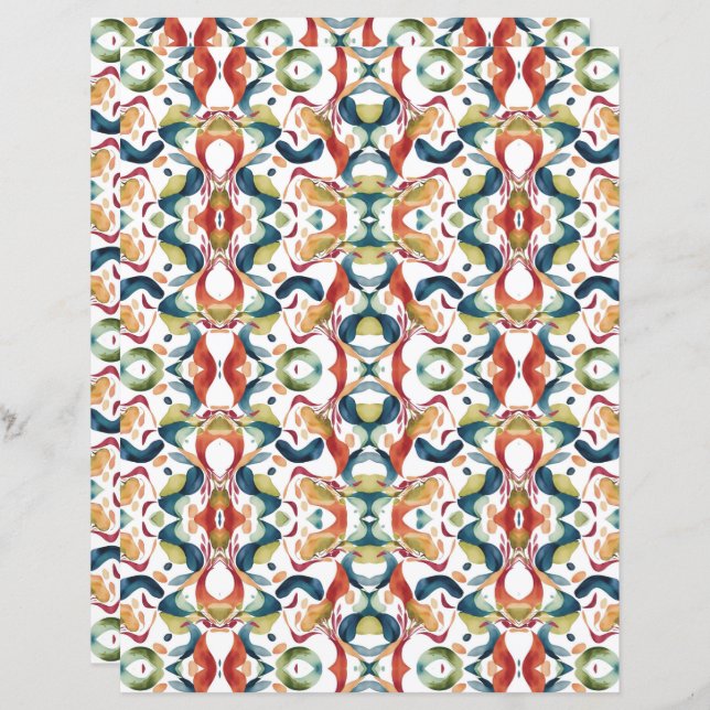 Papper Abstrakt för vattenfärg 6 i skrapbok (Fram/baksida)