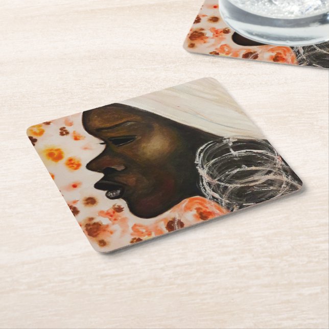 Papper afrikansk skönhetskvinna Underlägg målning (Vinklad)