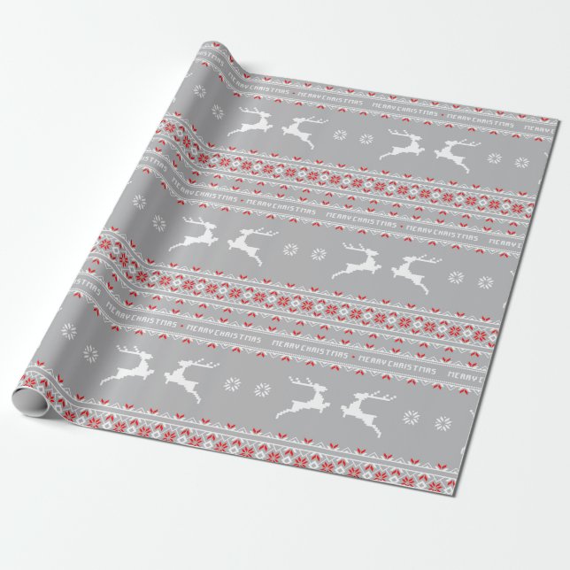 papper - Äkta julsötare Grått Presentpapper (Utrullad)