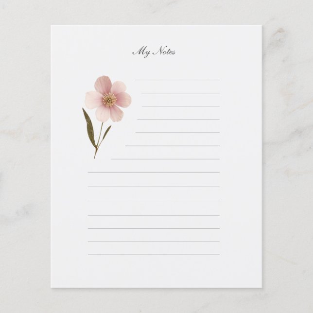 Papper anteckning om rosa Blommigt Led Stationery (Framsida)