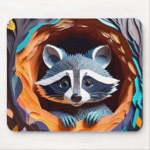 Papper Art Origami Baby Raccoon i Träd 3D