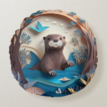 Papper Art Origami Otter i Vatten 3D