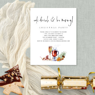 PAPPER Ät dryck God jul Party Inbjudan Flygblad
