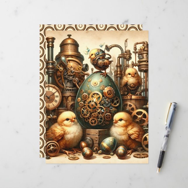 Papper av Steampunk Påsk Ephemera Scrapbook (Fram/Back In Situ)