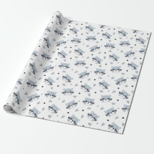 Papper avsvällning av cute Racoons Presentpapper