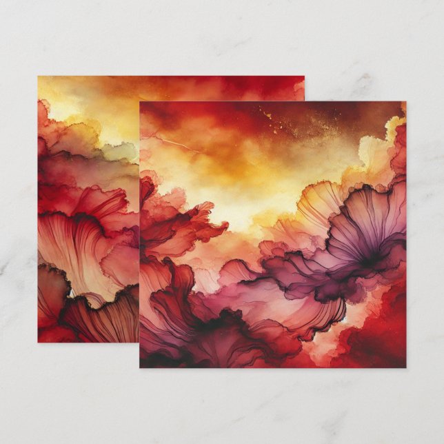 Papper avtryckbar solnedgång Alkohol Bläck Inbjudningar (Fram/baksida)