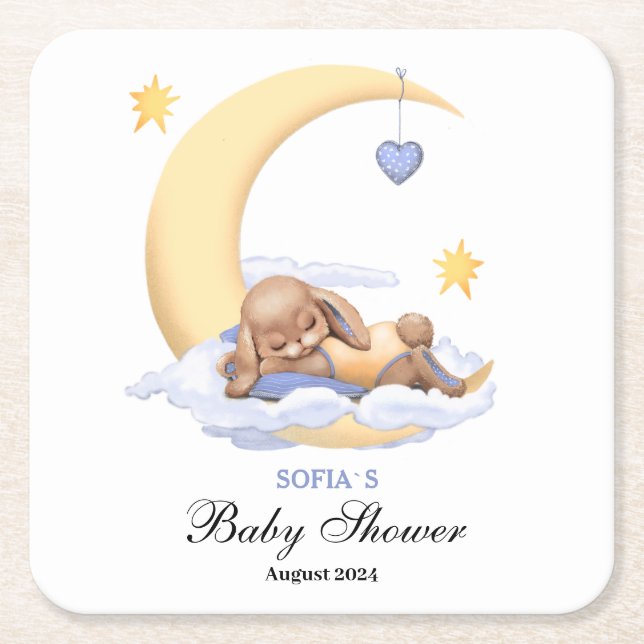 Papper babydusch underlägg en söt bunny. (Framsidan)