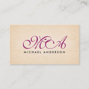Papper bakgrund för Eleganten lila Monogram Visitkort