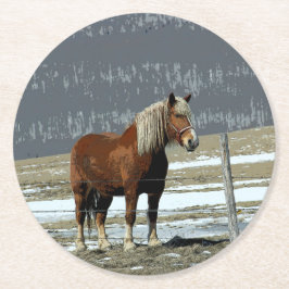 Papper belgisk Draft Horse in Paddock Underlägg Rund