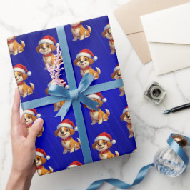 Papper blåfenade Tecknad hund-julafton Presentpapper