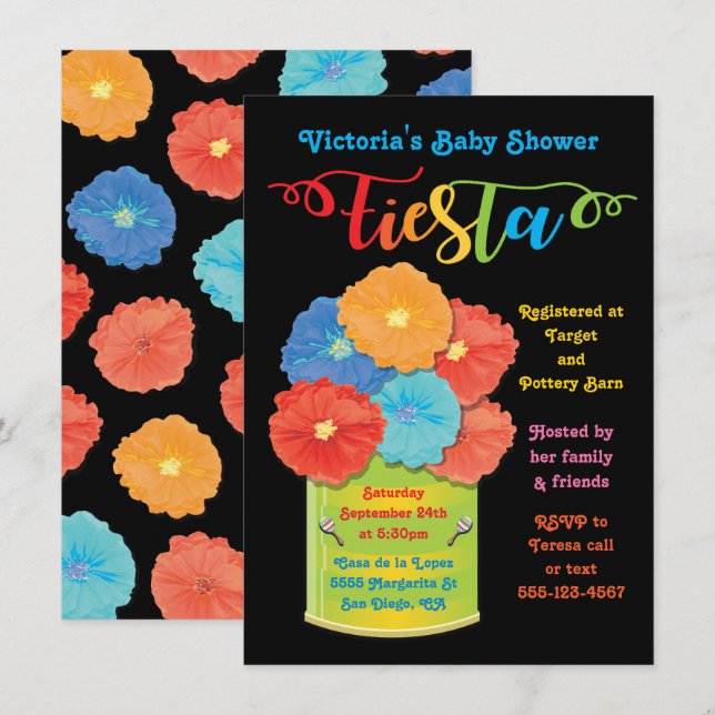 Papper blomma kan bjuda in en babypresentatör inbjudningar (Fram/baksida)