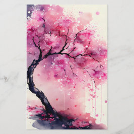 Papper Blommar för vattenfärgssåterföring av körsb