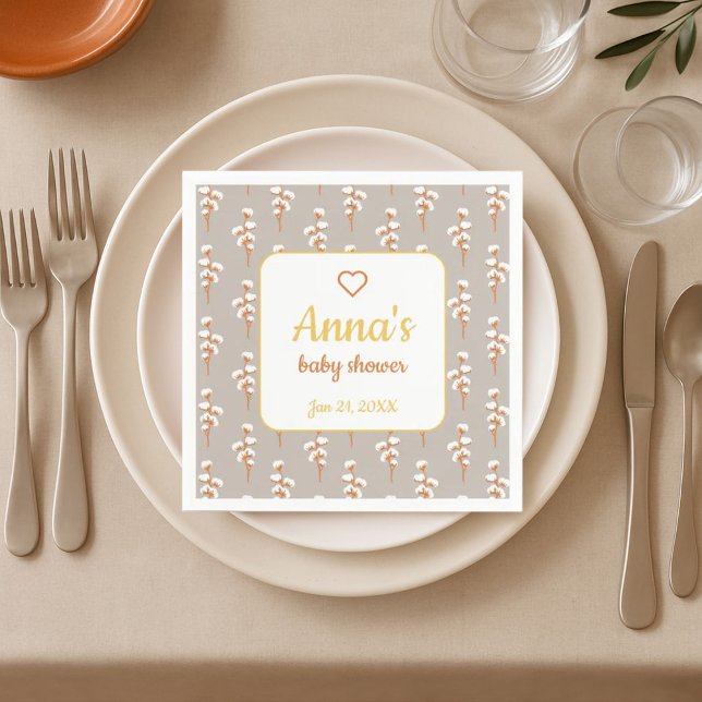 Papper Blommigt av bomullsskorgen för babykläder f Pappersservett (Skapare uppladdad)