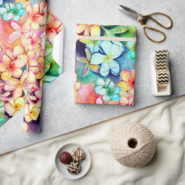 Papper Blommigt av hawaiisk Plumeria Gift Wrappin Presentpapper