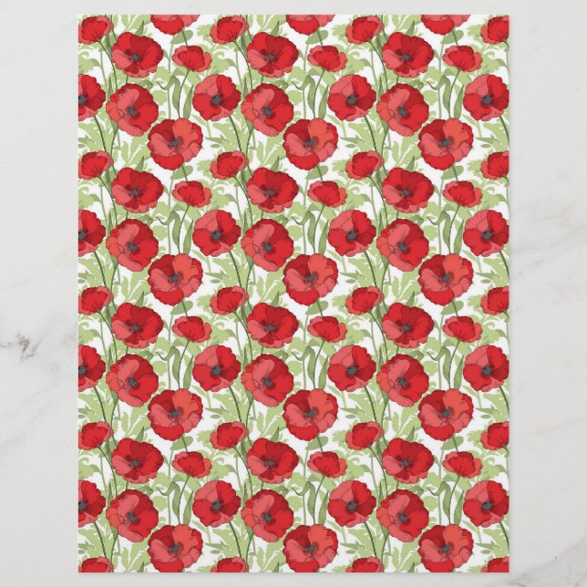 Papper Blommigt av Red Poppies-konst & Craft-skrap (Framsida)